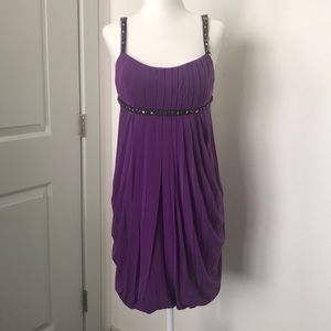 BCBGMaxAzria Purple Embellished Pleated Dress - 6